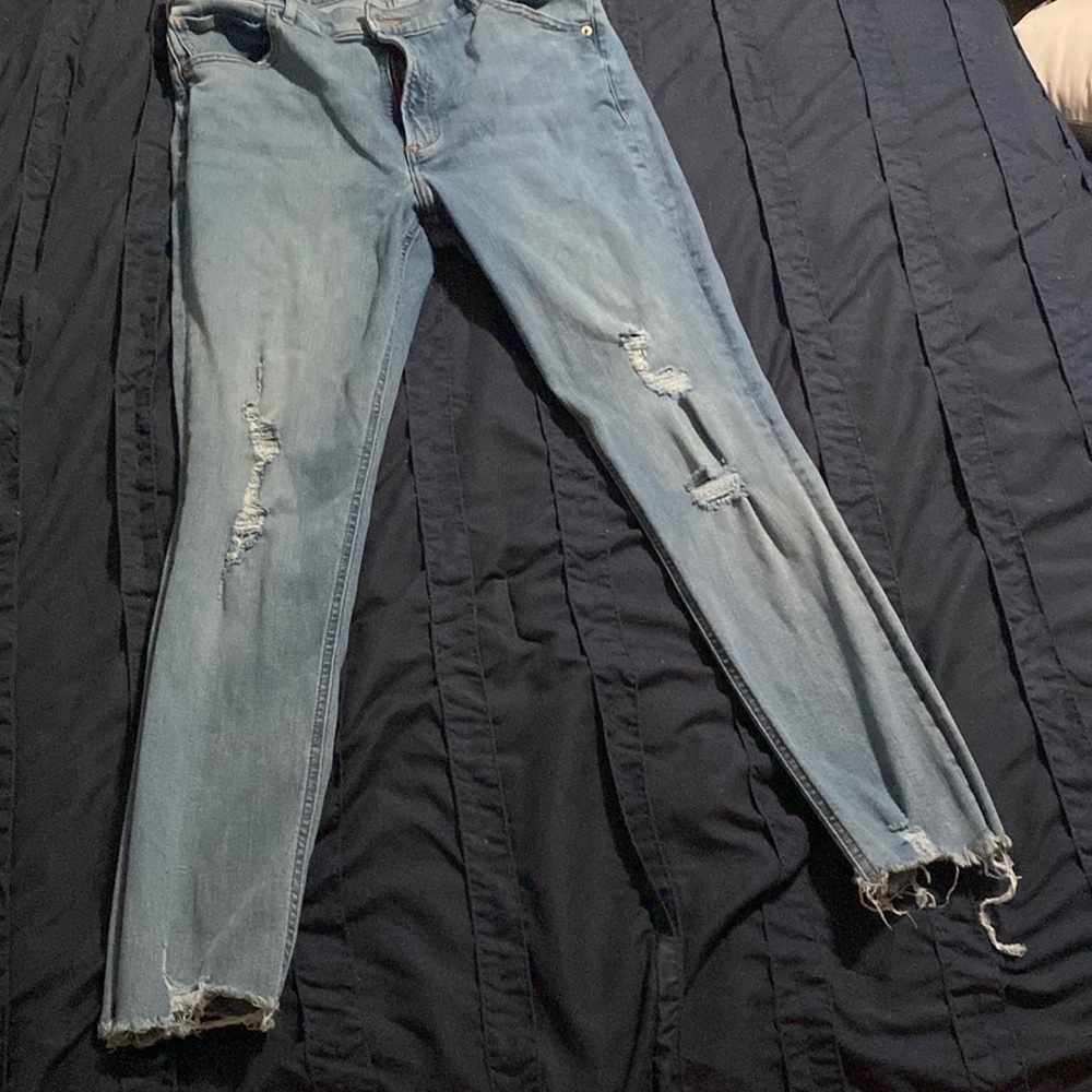 Express distressed jeans raw hem Size 14